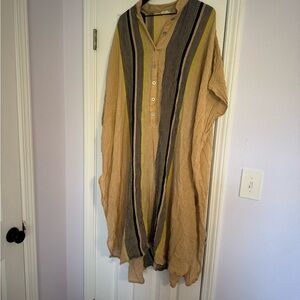 Free People Tan and Black Striped Dress